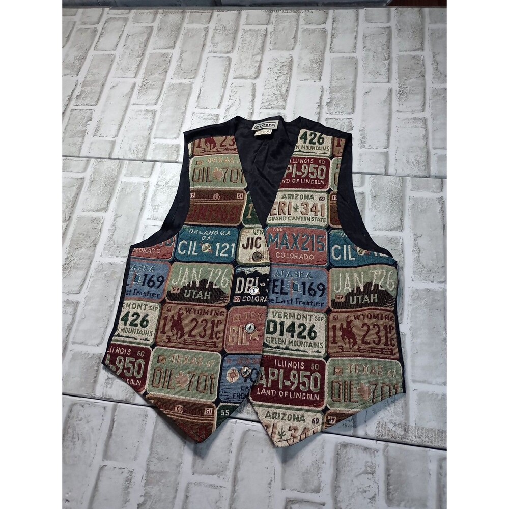 Vintage 90s Mirrors Button Them United States Vest Women's Size S USA Made